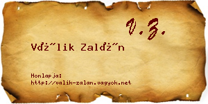 Válik Zalán névjegykártya